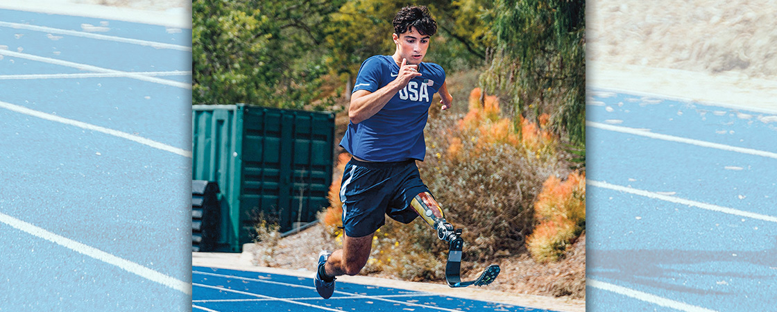 Photo of a runner with a prosthetic leg