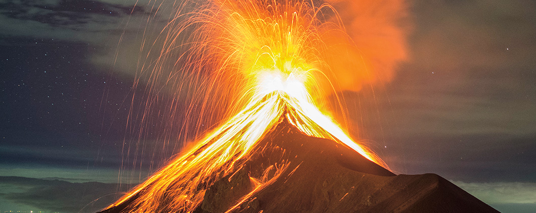 Image of a volcano erupting