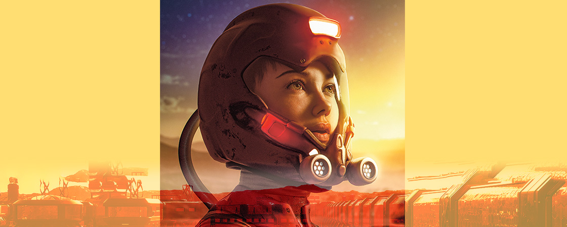 Image of a kid wearing future Space head gear