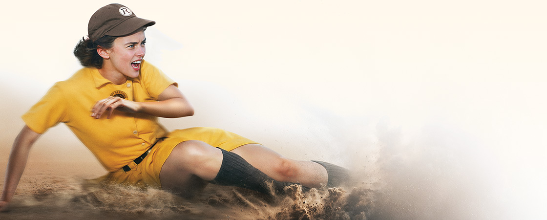 Image of a female baseball player sliding into a base